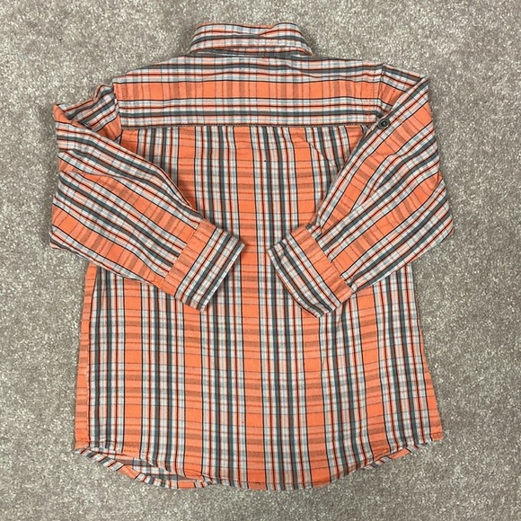 Pumpkin patch 24 months orange grey plaid roll tab sleeve button down - Picture 4 of 5